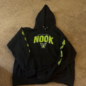 Black Hoodie with Neon Green Volleyball Design